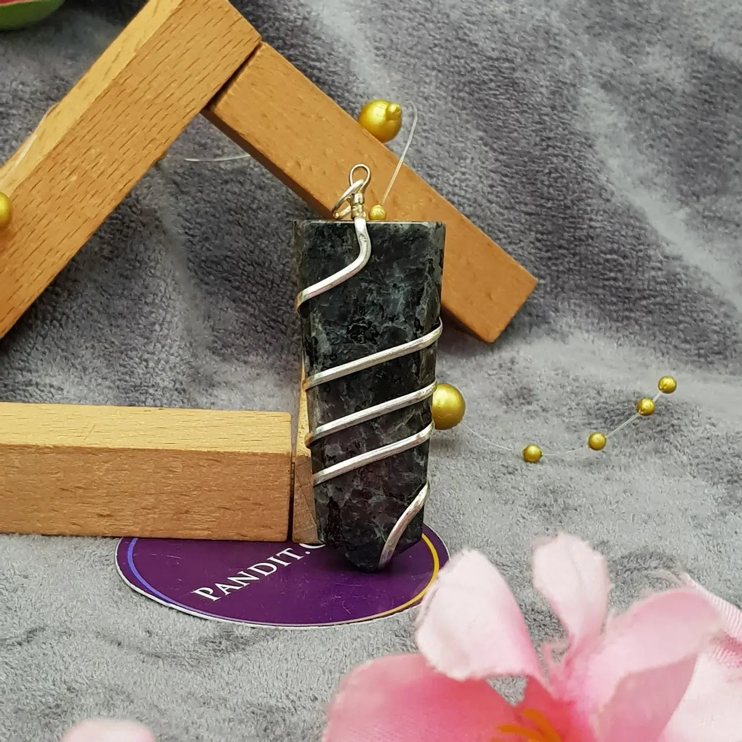 Larvikite Spiral Pencil Pendant