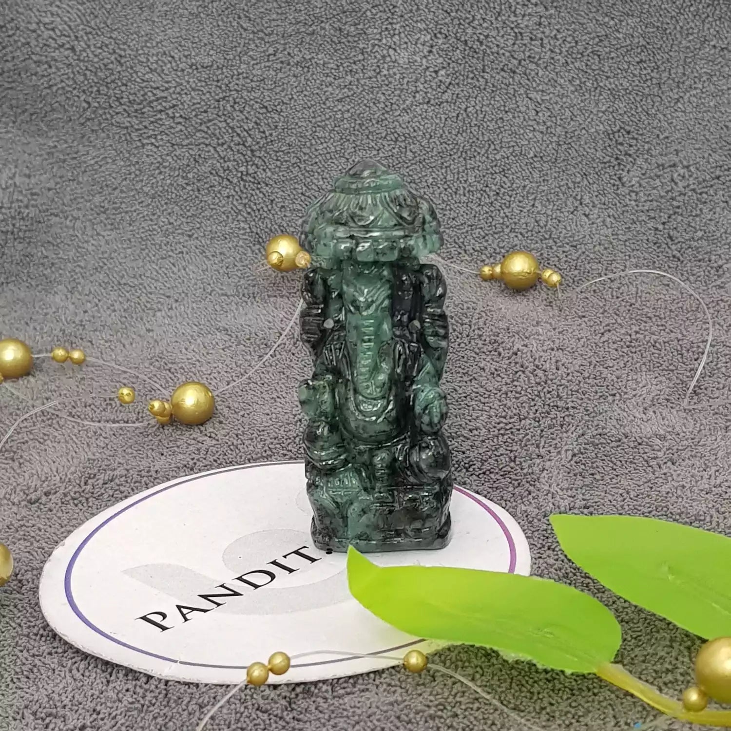 Lord Ganesha Emerald Stone Idol