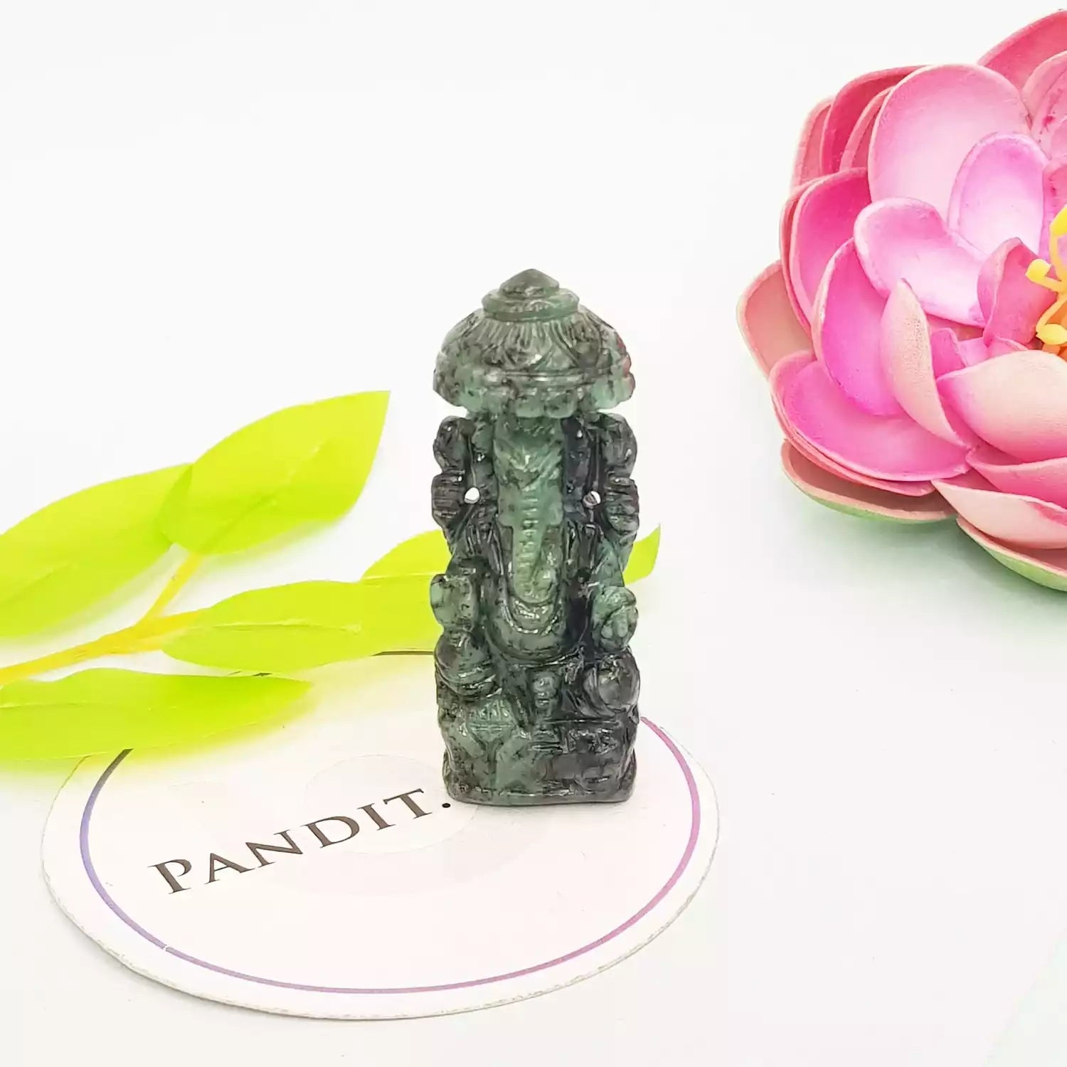 Lord Ganesha Emerald Stone Idol