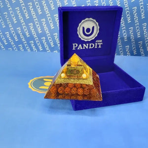 Mahamrityunjaya Pyramid Yantra with 5 Mukhi Rudraksha Beads