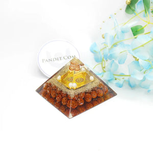 Mahamrityunjaya Pyramid Yantra With 5 Mukhi Rudraksha Beads