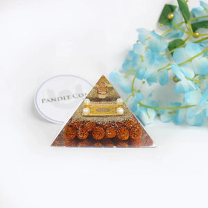 Mahamrityunjaya Pyramid Yantra With 5 Mukhi Rudraksha Beads