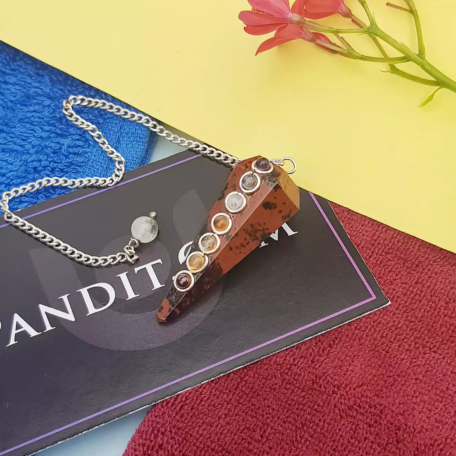 Mahogany Obsidian 7 Chakra Dowsing Pendulum