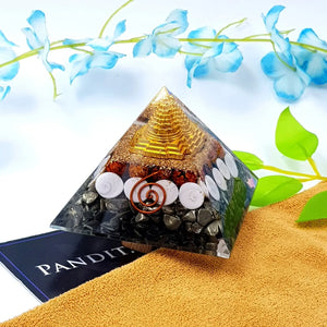 Money Magnet Pyrite Pyramid With Shri Yantra Rudraksha And Gomti Chakra