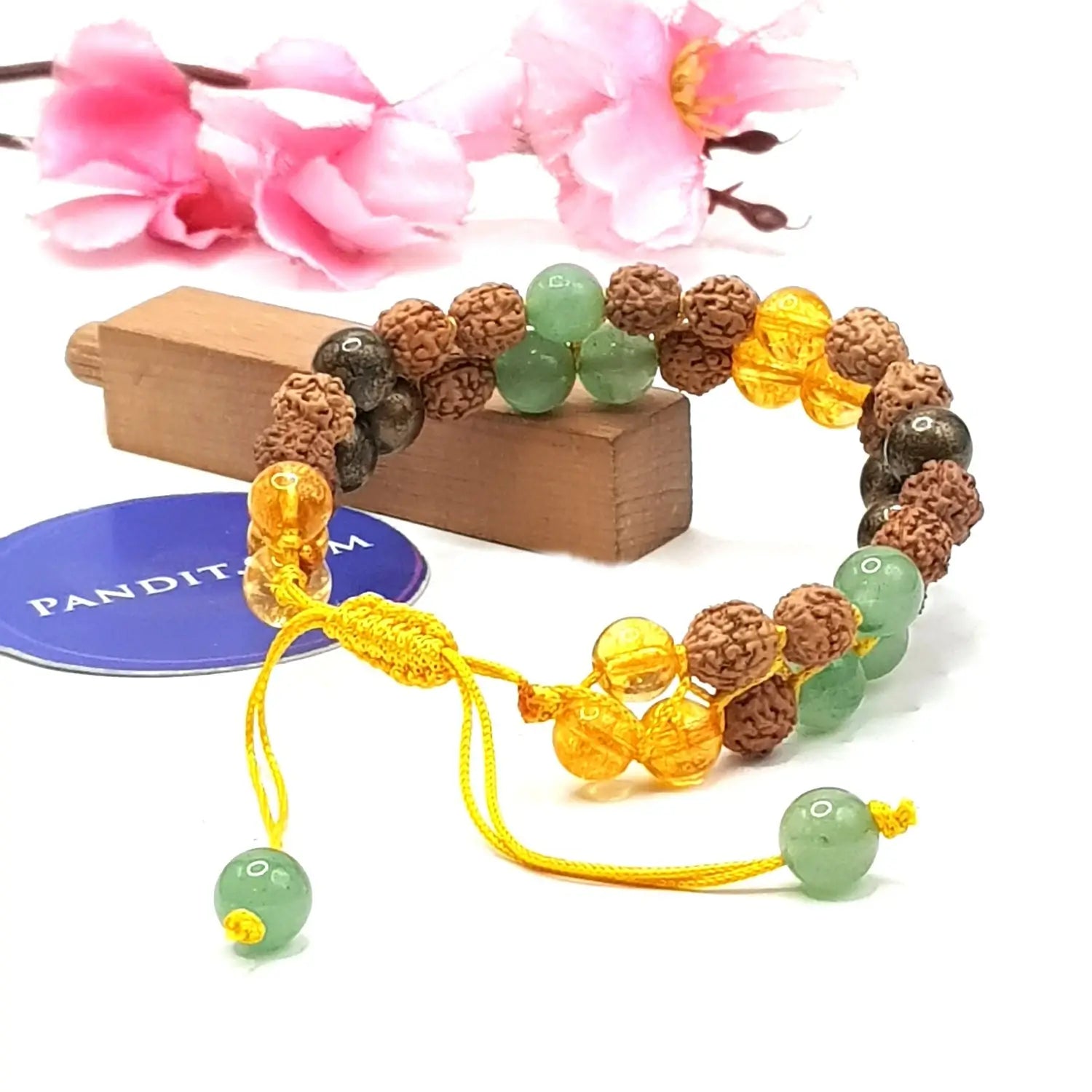 Money Maker Bracelet With 5 Mukhi Rudraksha Beads — main bead view showing mukhi (faces)