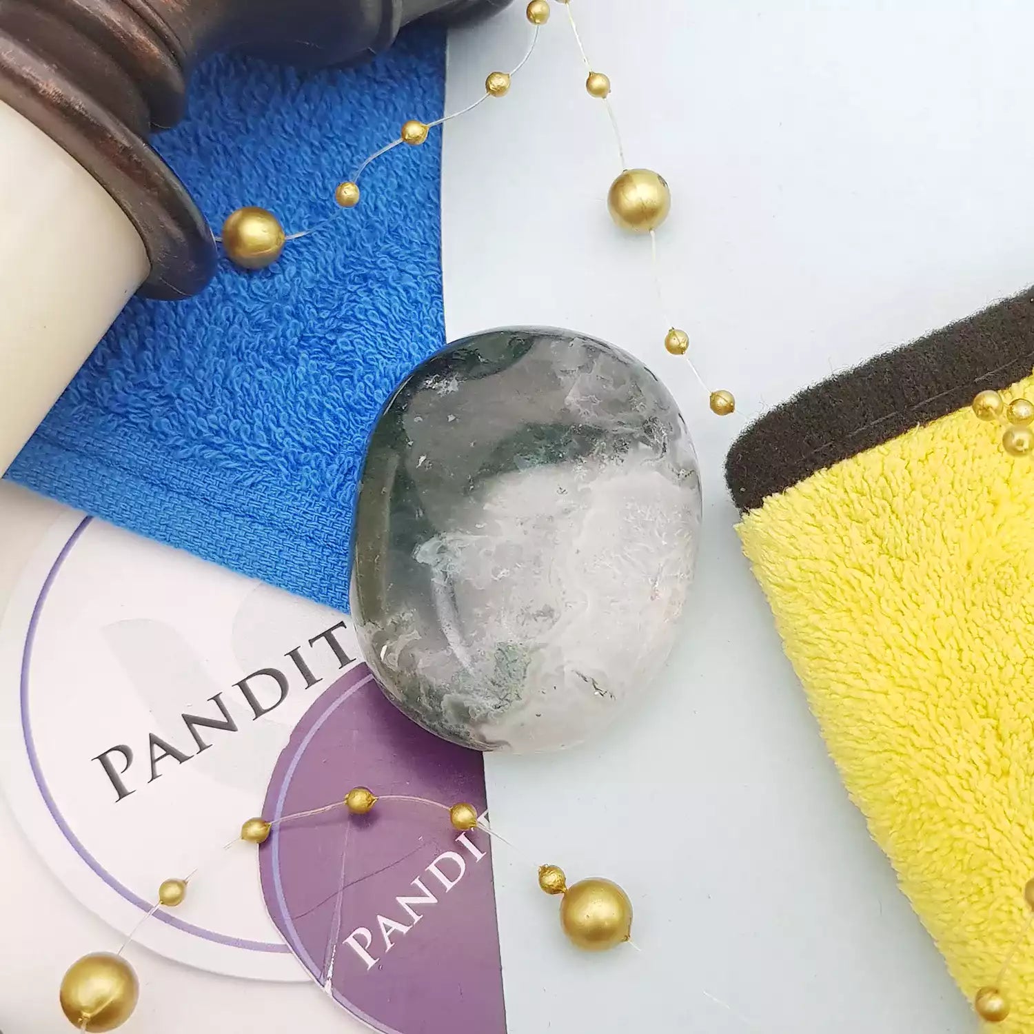 Moss Agate Healing Crystal Palm Stone