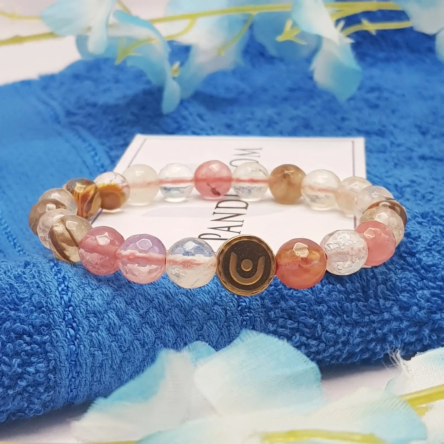 Multi Cherry Quartz Diamond Cut Bracelet
