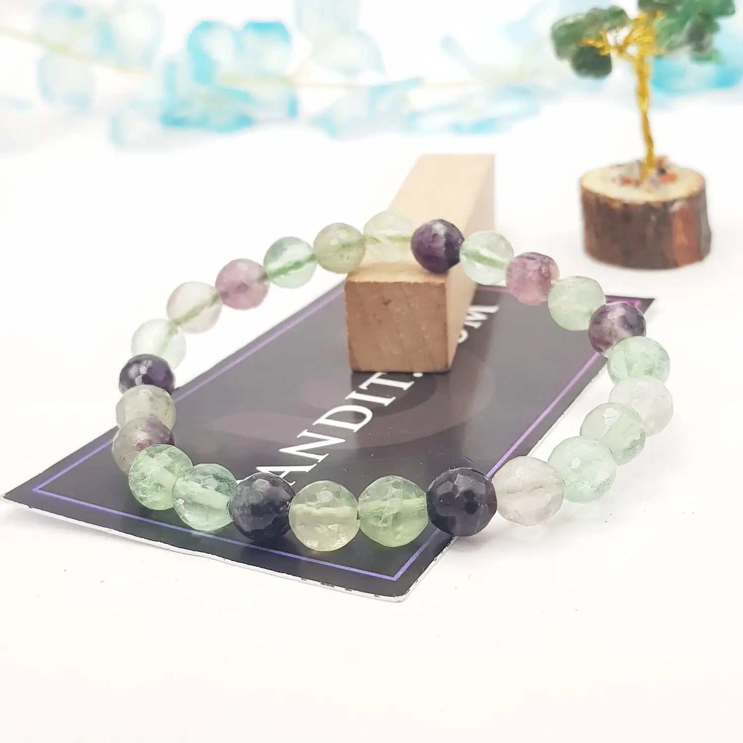 Multi Fluorite Diamond Cut Bracelet