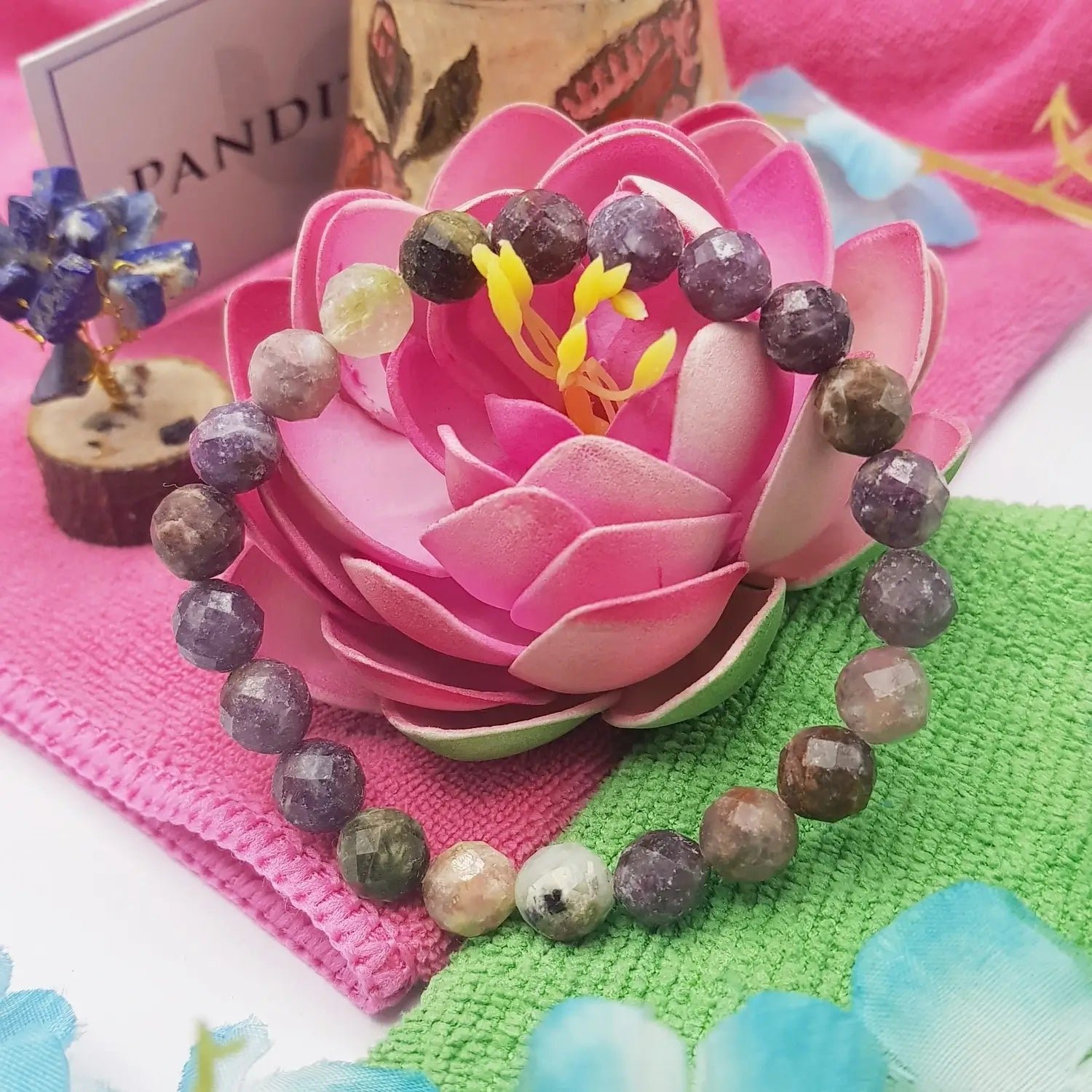 Multi Tourmaline Diamond Cut Bracelet