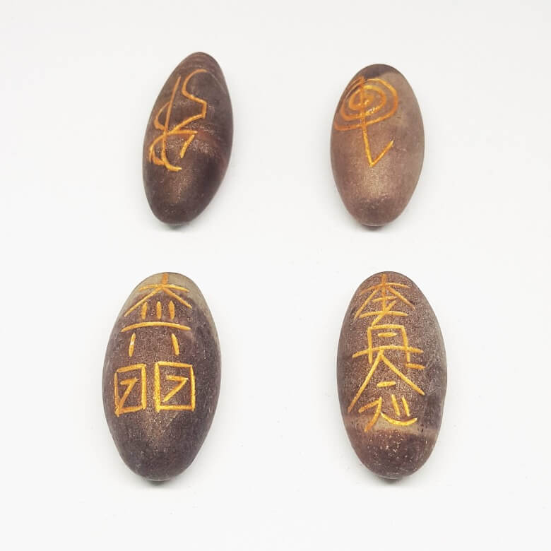 Narmada Lingam Reiki Symbol Healing Stones Set