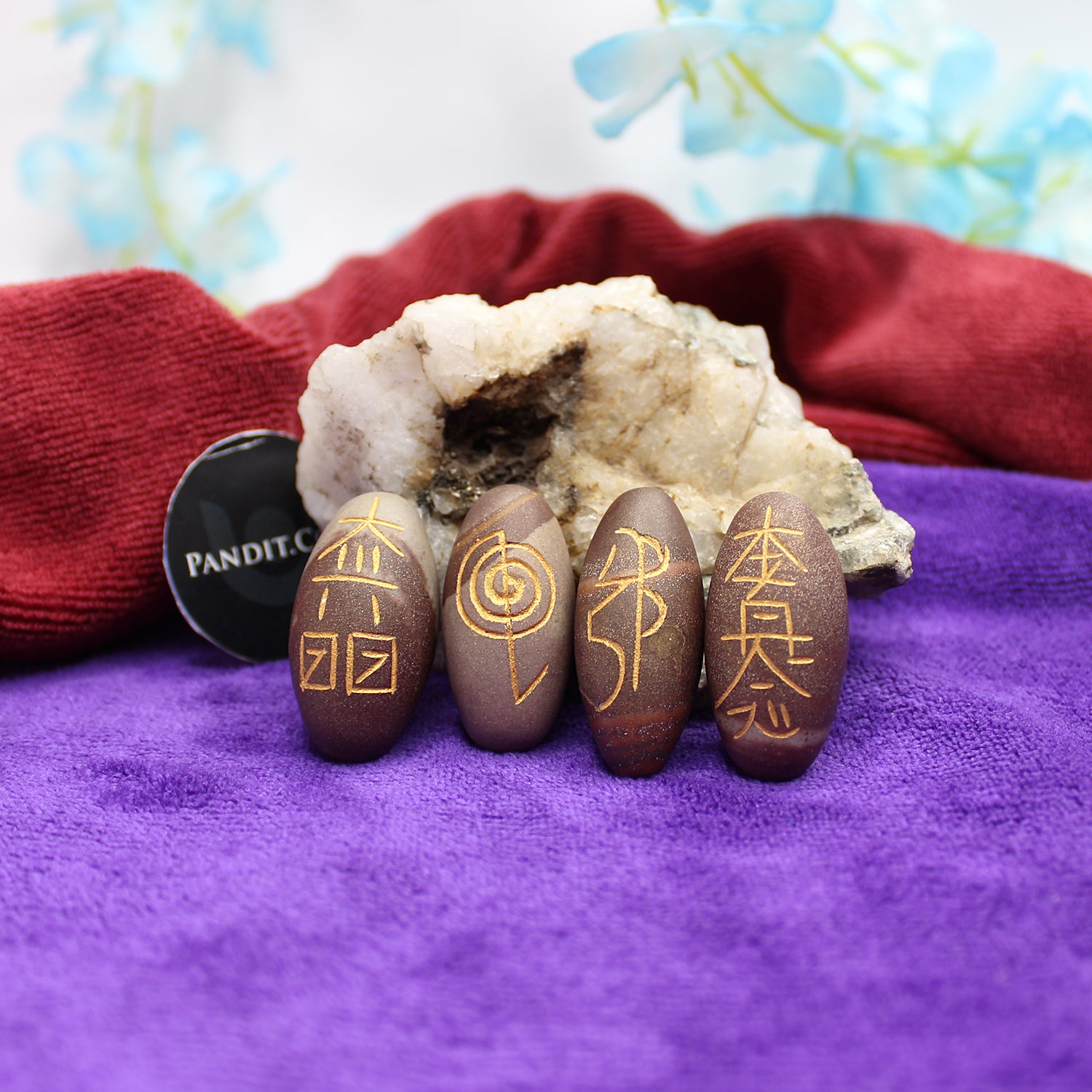 Narmada Lingam Reiki Symbol Healing Stones Set