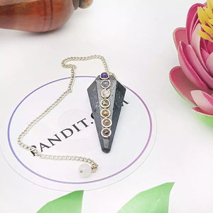 Nuummite 7 Chakra Dowsing Pendulum