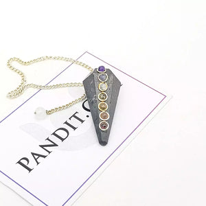 Nuummite 7 Chakra Dowsing Pendulum