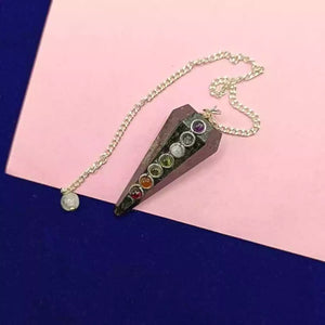 Nuummite 7 Chakra Dowsing Pendulum