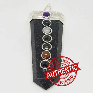 Nuummite 7 Chakra Pencil Pendant