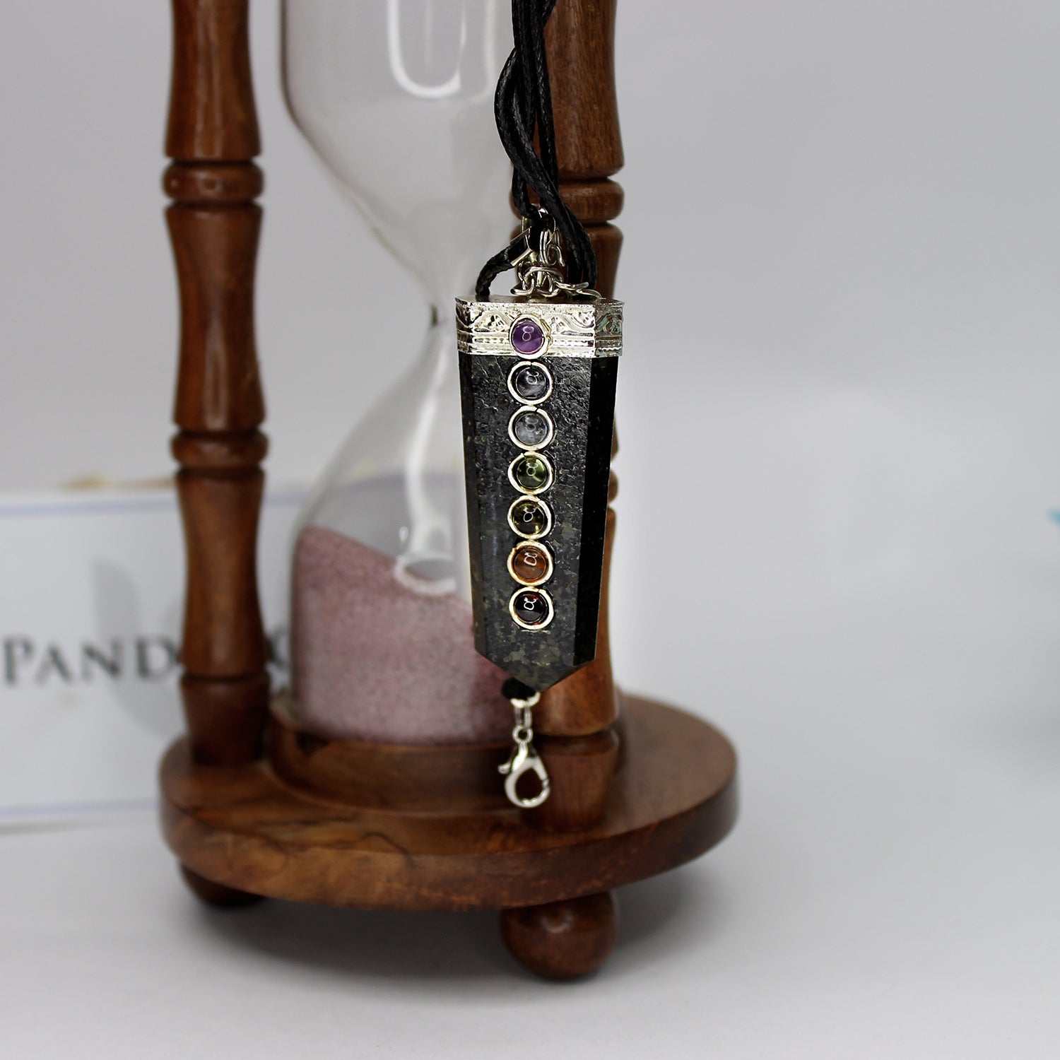 Nuummite 7 Chakra Pencil Pendant