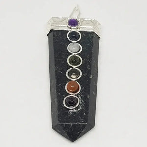 Nuummite 7 Chakra Pencil Pendant