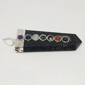 Nuummite 7 Chakra Pencil Pendant