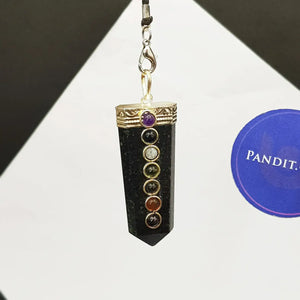 Nuummite 7 Chakra Pencil Pendant