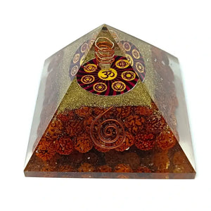 Om Orgone Pyramid with Rudraksha Beads