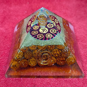 Om Orgone Pyramid with Rudraksha Beads