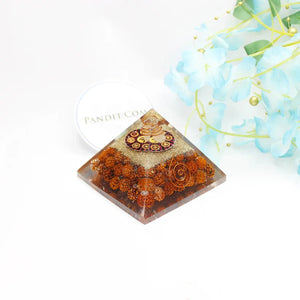 Om Orgone Pyramid With Rudraksha Beads Big