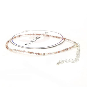 Orange Rutilated Quartz Anklet — close-up of gemstone beads detail