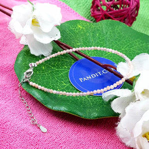 Peach Moonstone Adjustable Diamond Cut Bracelet