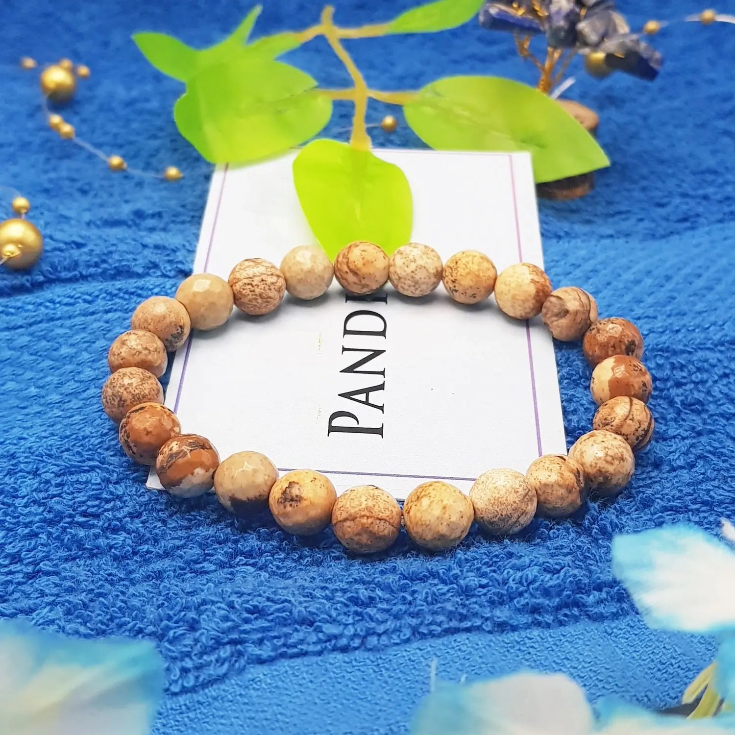 Picture Jasper Diamond Cut Bracelet