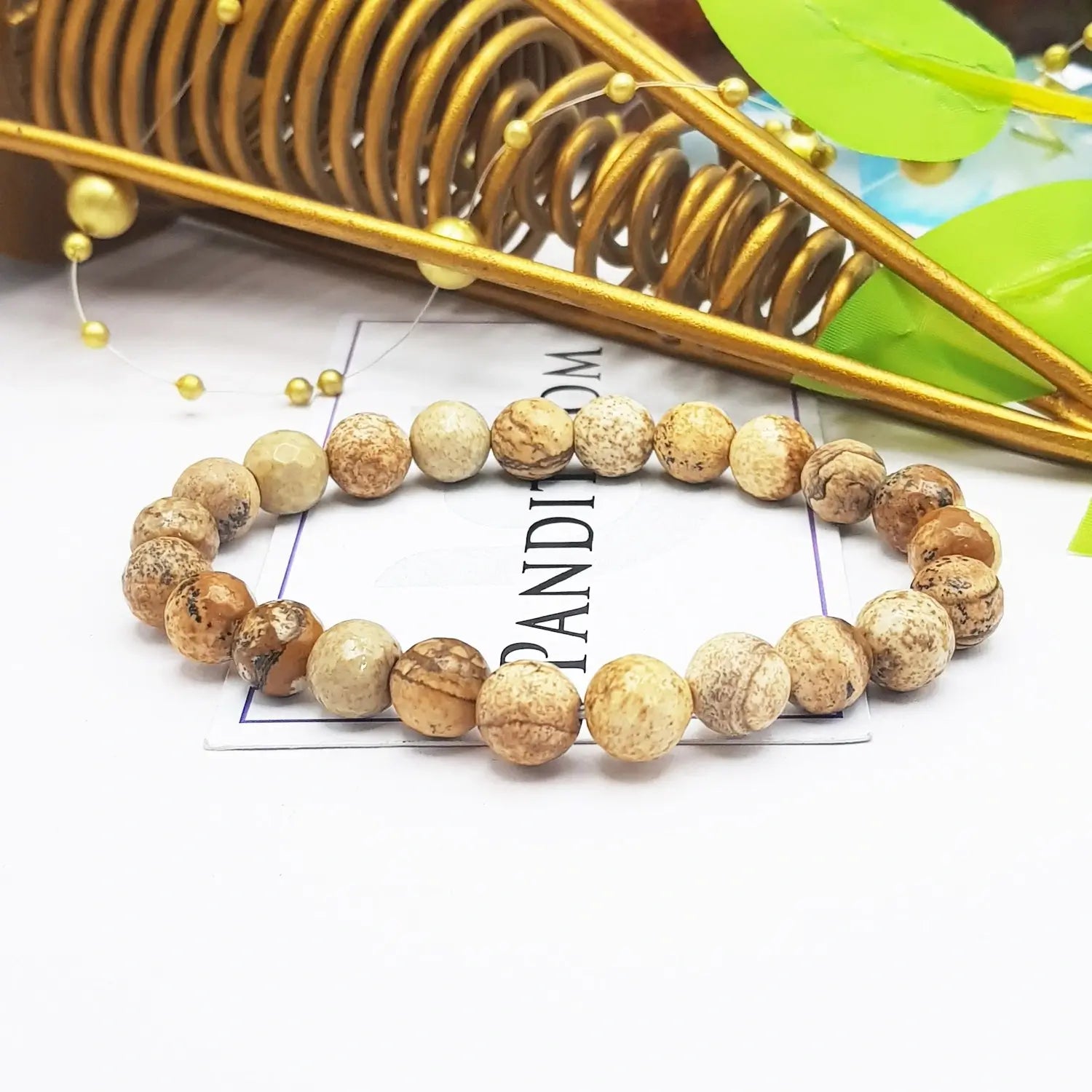 Picture Jasper Diamond Cut Bracelet
