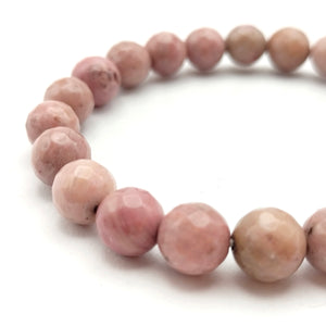 Pink Rhodonite Diamond Cut Bracelet
