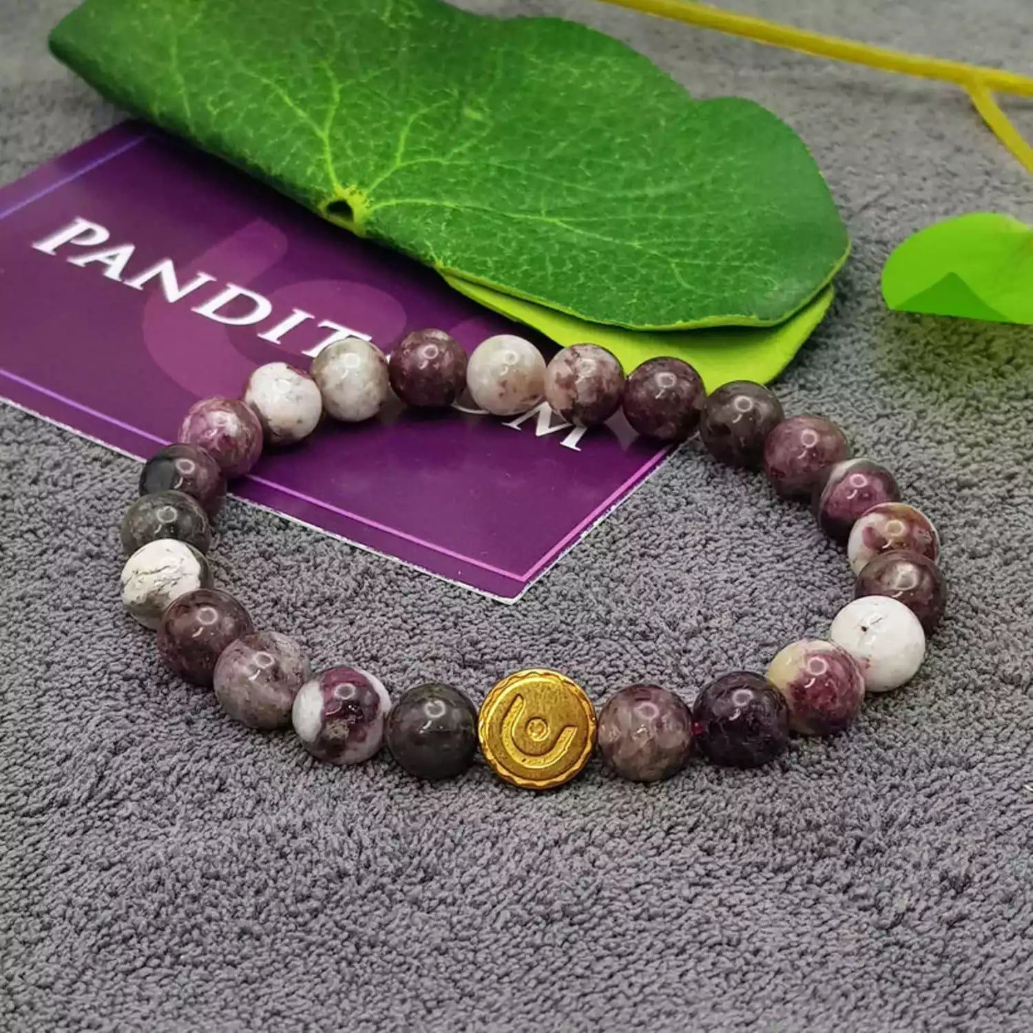 Pink Tourmaline Bracelet — front view of bracelet showing beads and stringing