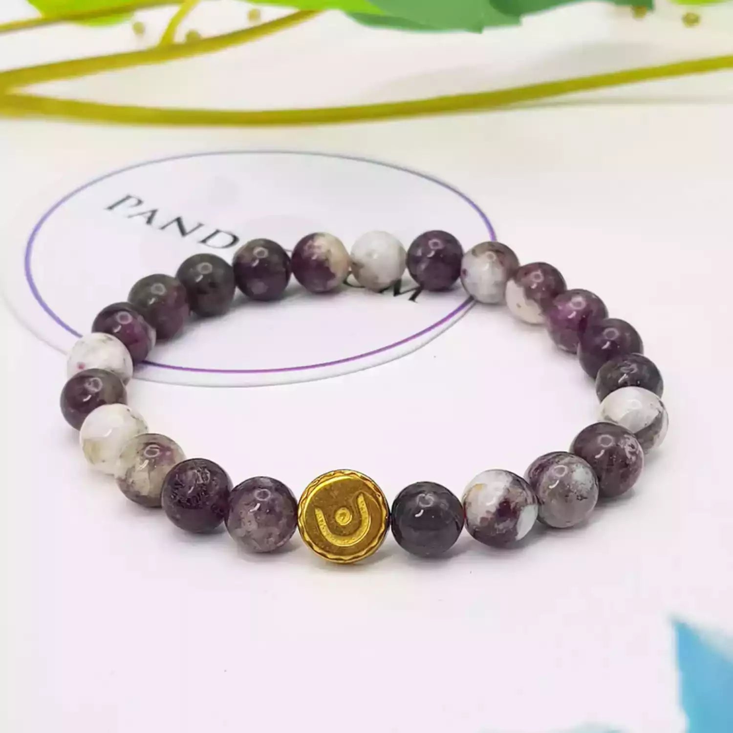 Pink Tourmaline Bracelet — close-up of Pink Tourmaline stones revealing natural patterns
