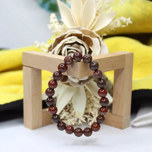 Poppy Jasper Bracelet — front view of bracelet showing beads and stringing