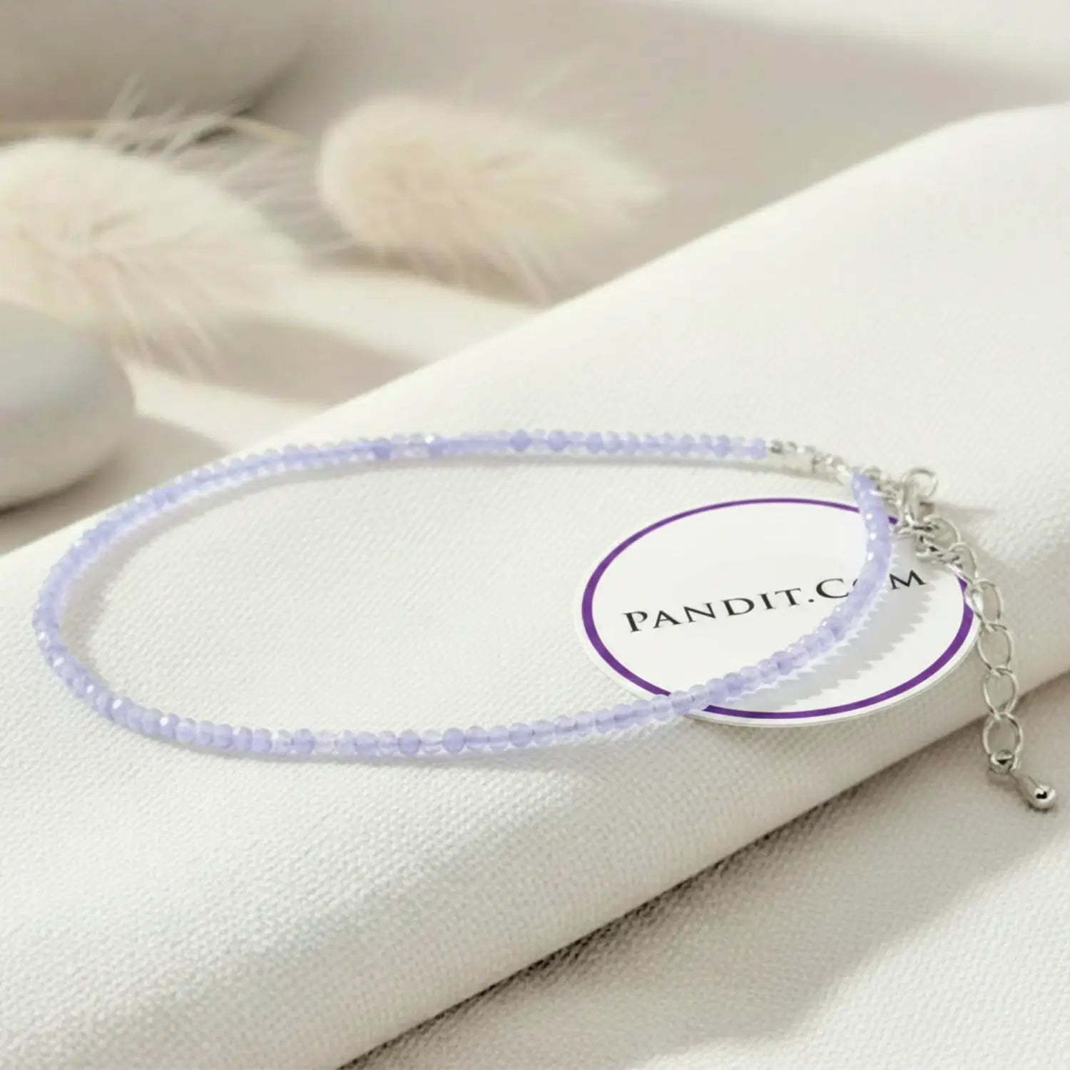 Purple Chalcedony Anklet — main anklet view showing stones and chain