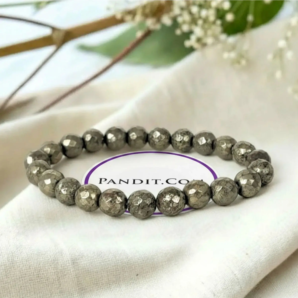 Pyrite Diamond Cut Bracelet — close-up of Pyrite Diamond Cut stones revealing natural patterns