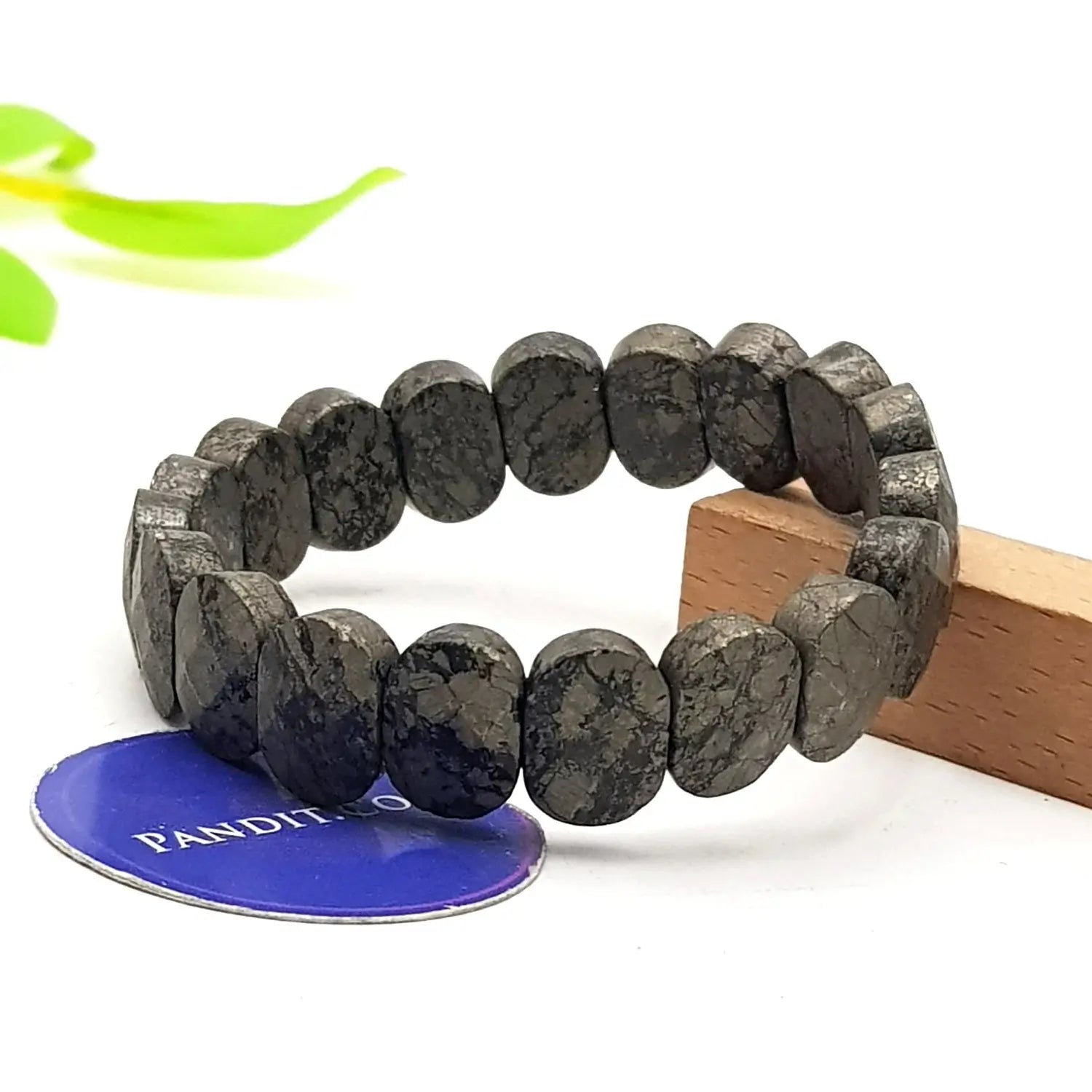 Pyrite Oval Faceted Bracelet — close-up of Pyrite Oval Faceted stones revealing natural patterns