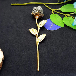 Pyrite Rose with Golden Stem — main idol/statue view