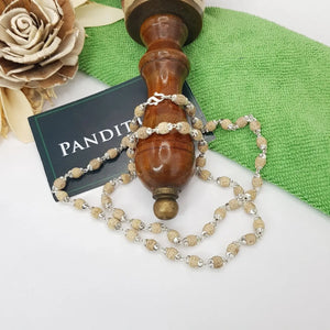 Radha Name Tulsi Mala With Silver Capping
