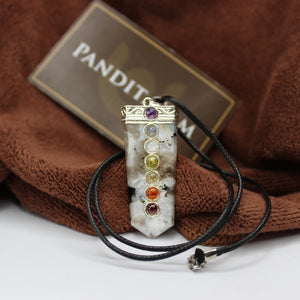 Rainbow Moonstone 7 Chakra Pencil Pendant