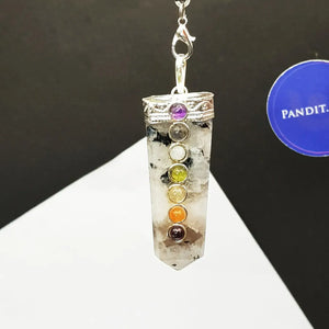 Rainbow Moonstone 7 Chakra Pencil Pendant