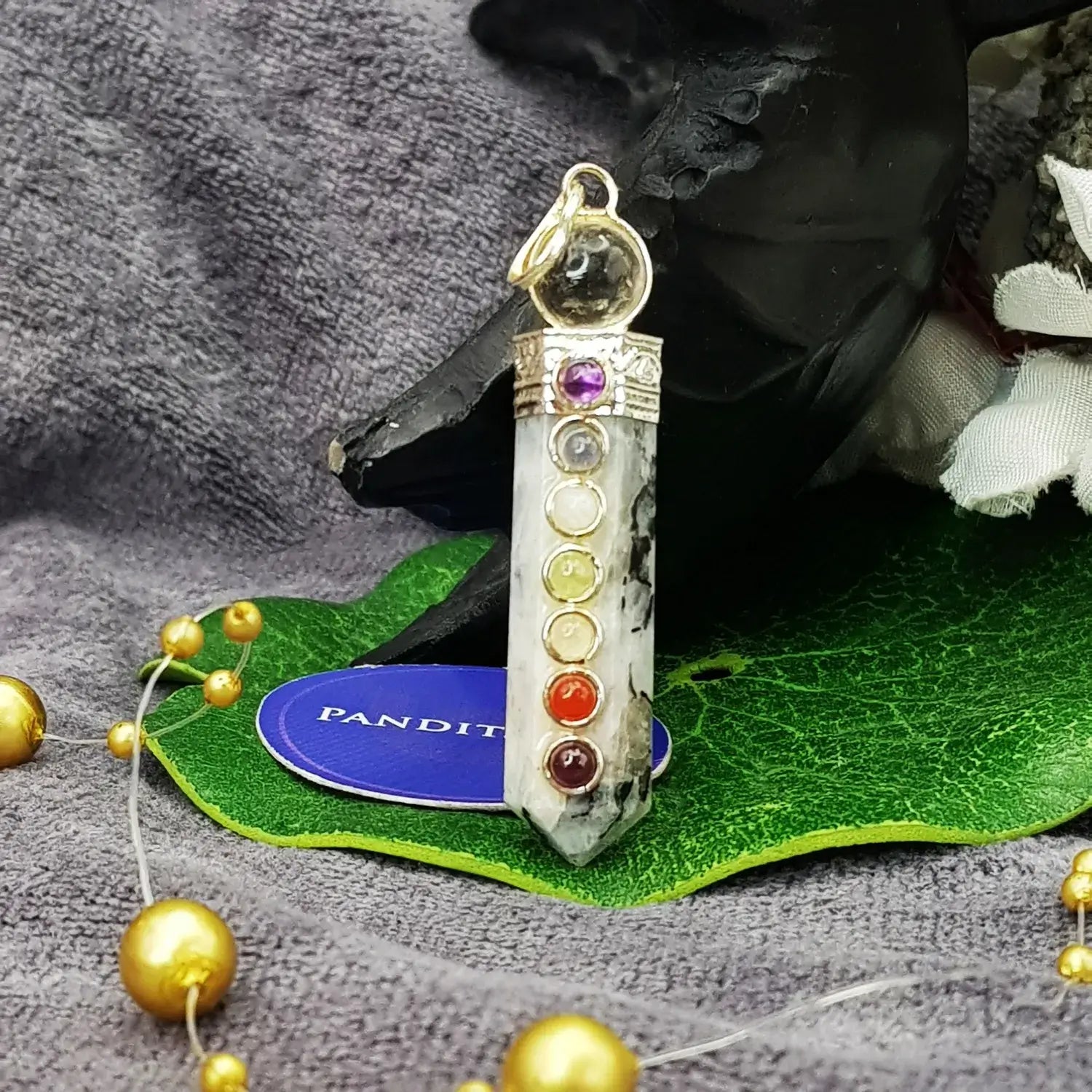 Rainbow Moonstone 7 Chakra Pendant