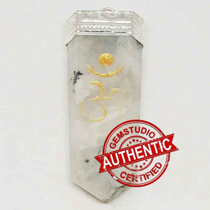 Rainbow Moonstone Om Pencil Pendant