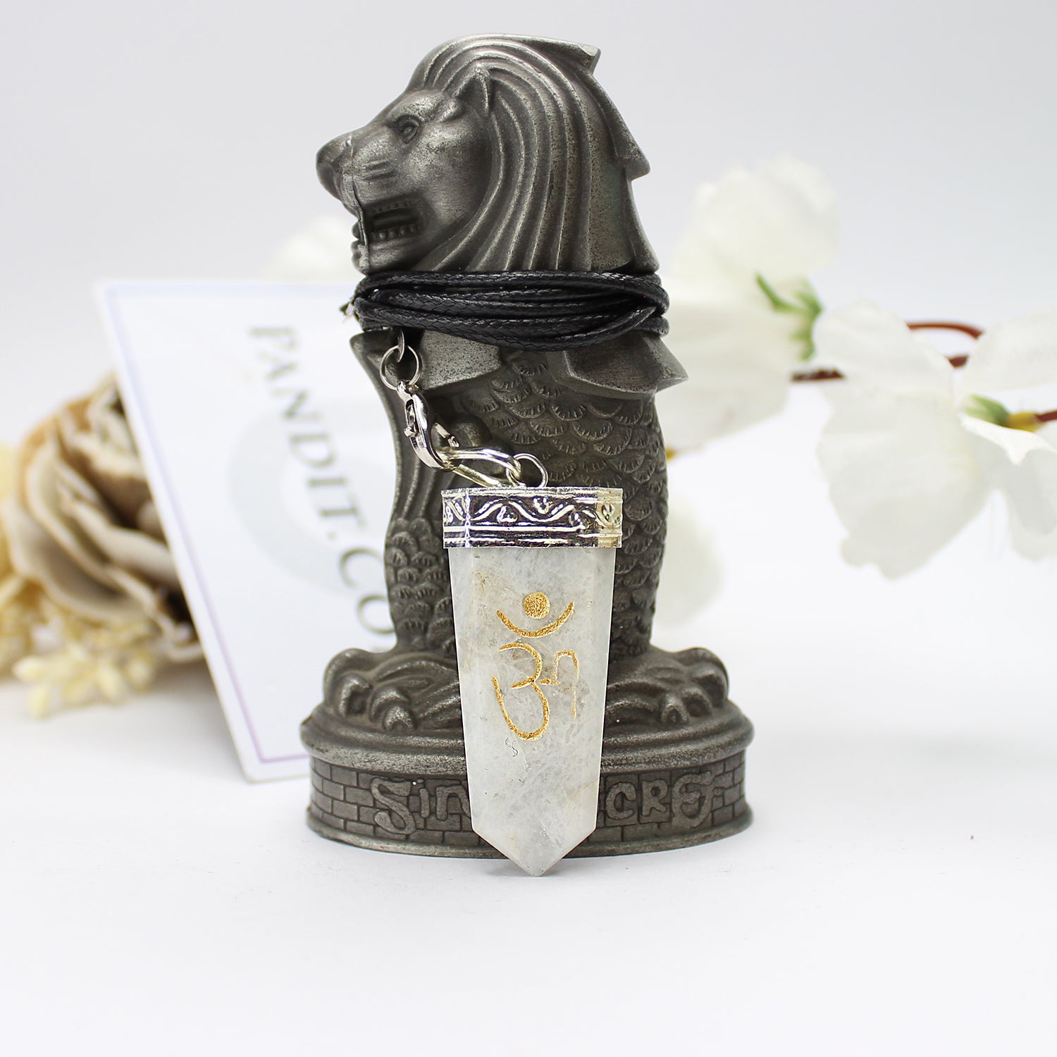 Rainbow Moonstone Om Pencil Pendant