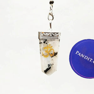 Rainbow Moonstone Om Pencil Pendant