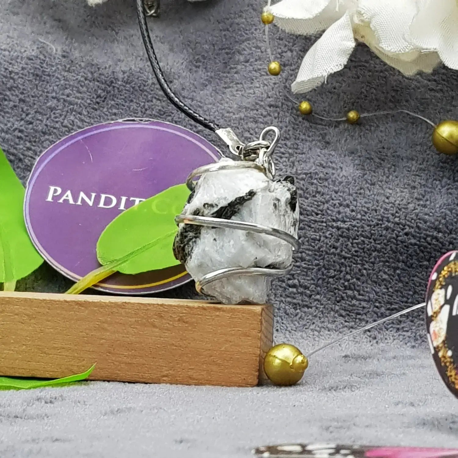 Rainbow Moonstone Spiral Pendant