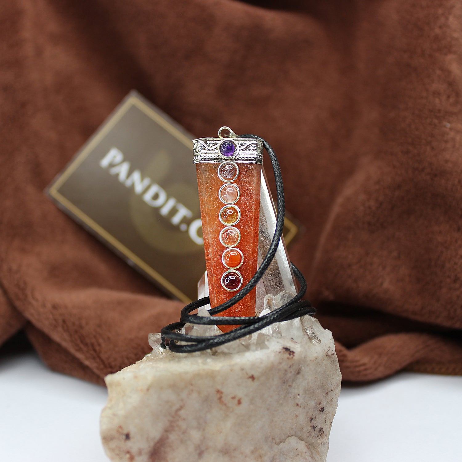 Red Aventurine 7 Chakra Pencil Pendant