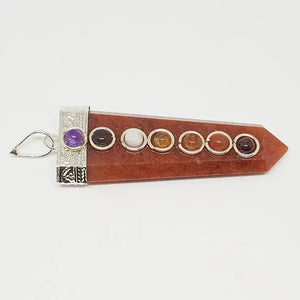 Red Aventurine 7 Chakra Pencil Pendant