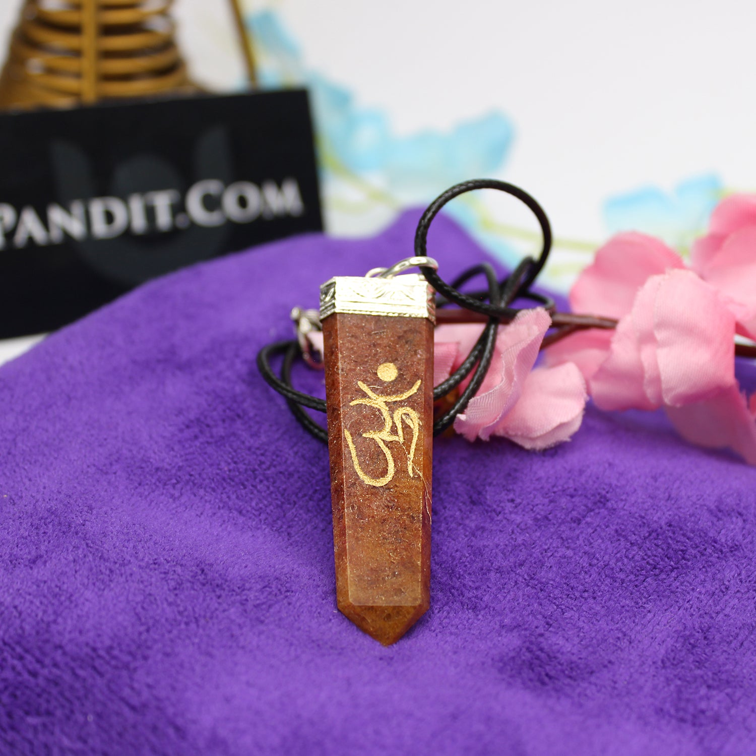 Red Aventurine Om Pencil Pendant