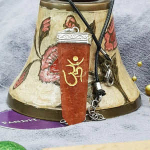 Red Aventurine Om Pencil Pendant